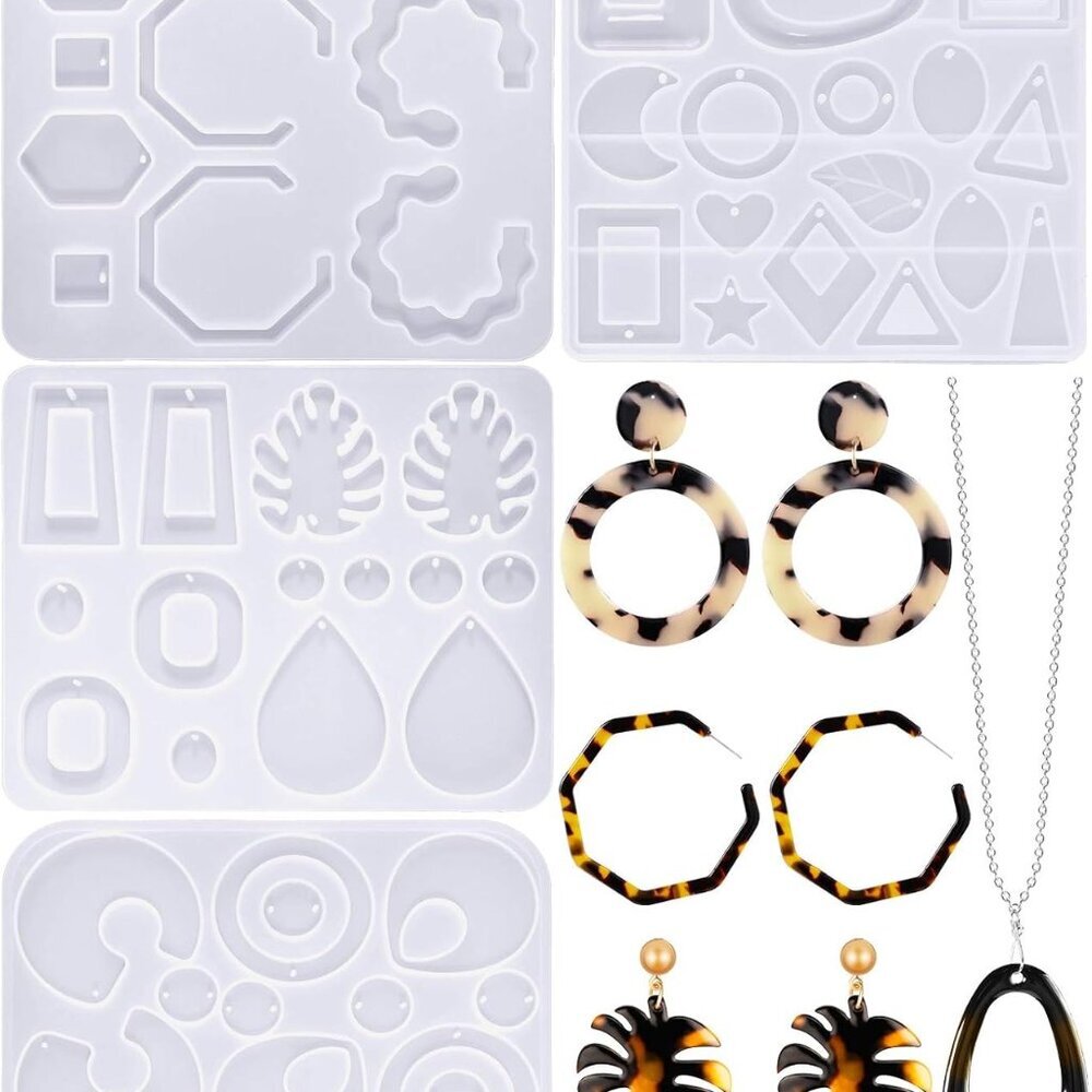 4 Pieces Resin Jewelry Earring Silicone Molds Summer Mother's Day Women Epoxy Mo